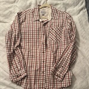 Carhartt Men's Orange, Brown, White Plaid Button Down Shirt